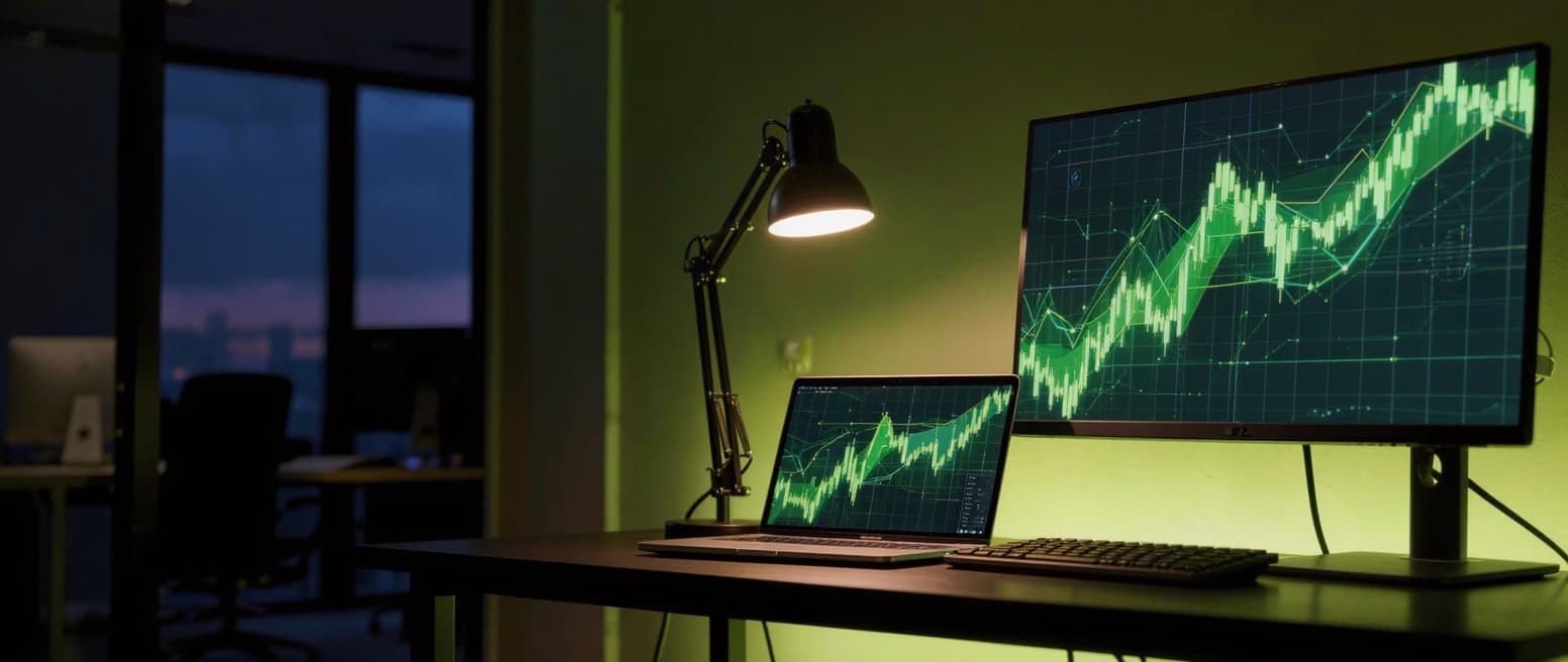 Nowoczesne stanowisko pracy z laptopem i monitorem