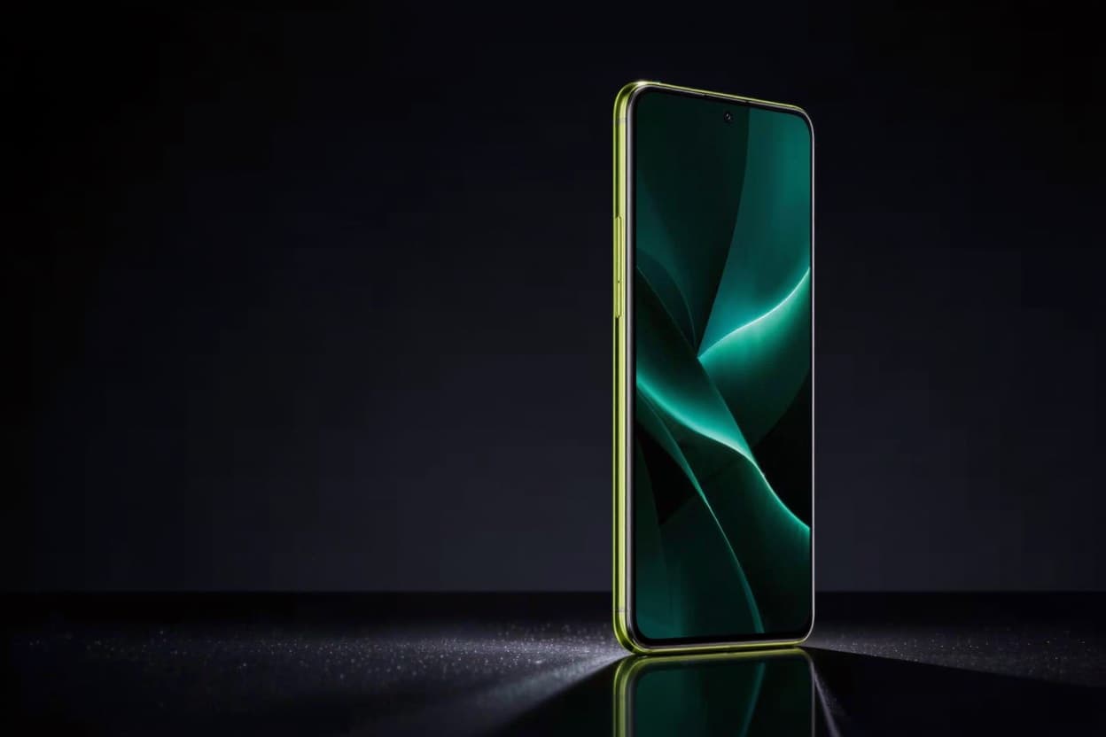 Flagowy smartfon na ciemnym lustrzanym podłożu