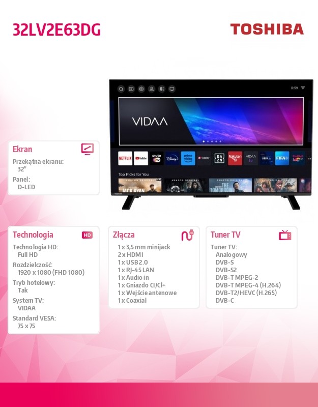 TOSHIBA TVTOS32LV2E63DG