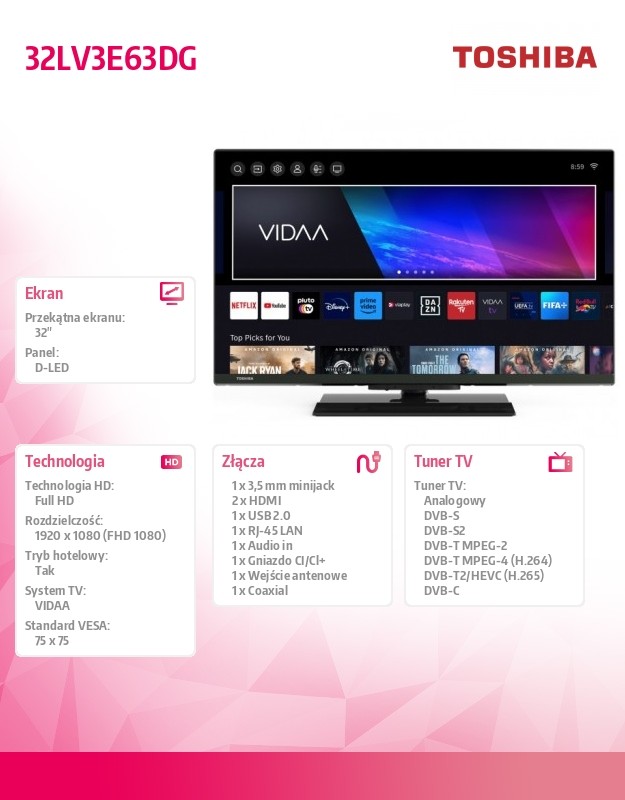 TOSHIBA TVTOS32LV3E63DG