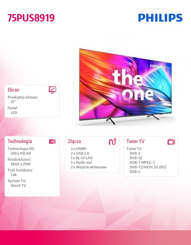 Philips TVPHI75LPUS8919
