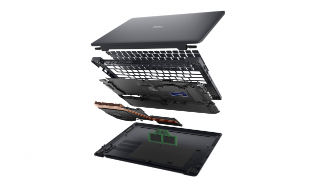 Powiększony widok element&oacute;w wewnętrznych komputera Dell Pro Max&nbsp;14.