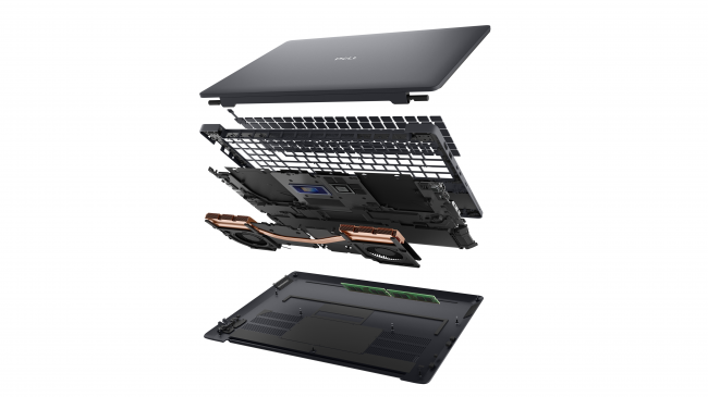 Powiększony widok element&oacute;w wewnętrznych komputera Dell Pro Max&nbsp;16.