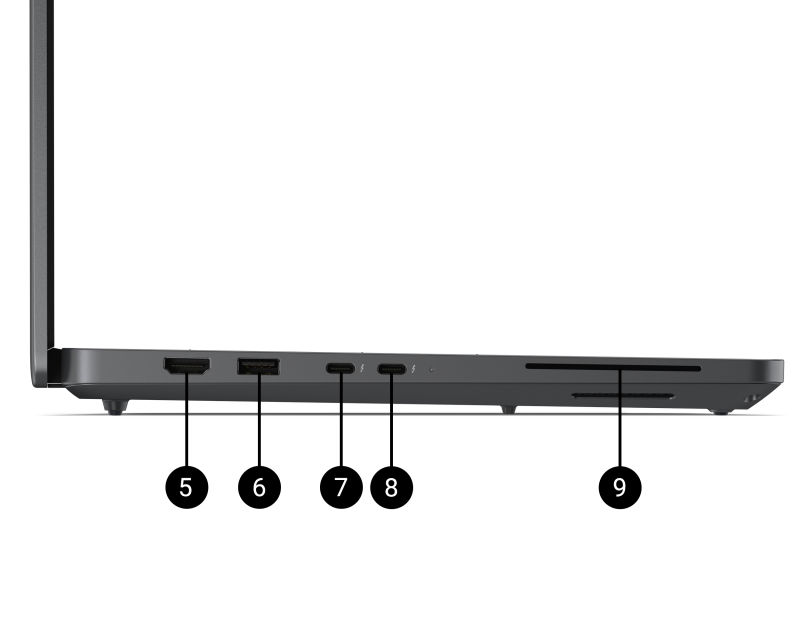 Widok z&nbsp;boku otwartego notebooka Dell Pro Precision&nbsp;14 z&nbsp;serii&nbsp;5.