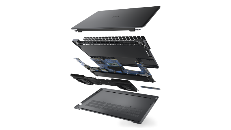 Widok rozwinięty notebooka Dell Pro Precision&nbsp;16 z&nbsp;serii&nbsp;5.