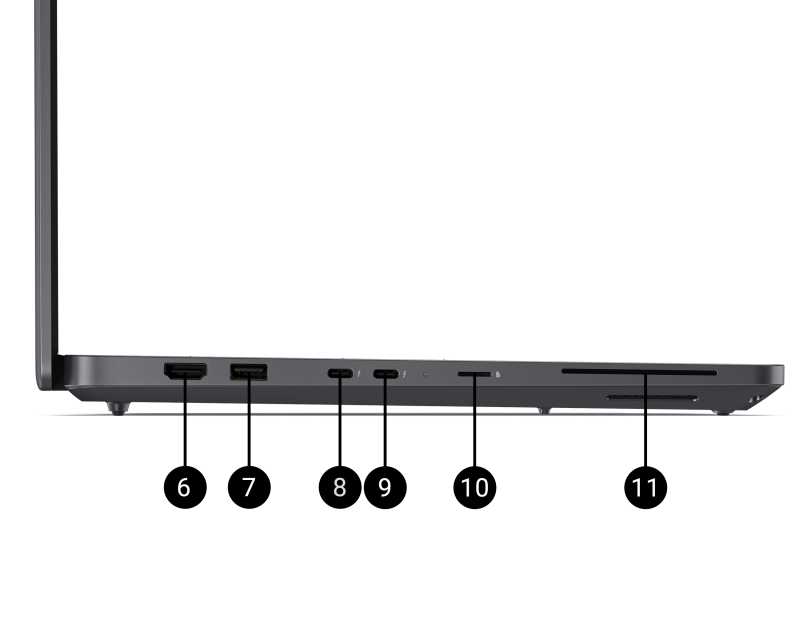 Widok z&nbsp;boku otwartego notebooka Dell Pro Precision&nbsp;16 z&nbsp;serii&nbsp;5.