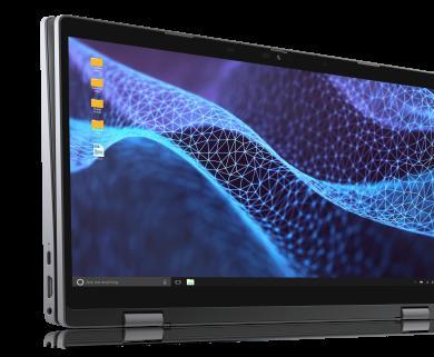 Zdjęcie notebooka Dell Latitude 13 2 w 1 3330 używanego w postaci tabletu, ukazujące ekran urządzenia.