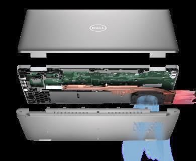Zdjęcie rozmontowanego notebooka Dell Latitude 15 5530 przedstawiające wnętrze urządzenia.