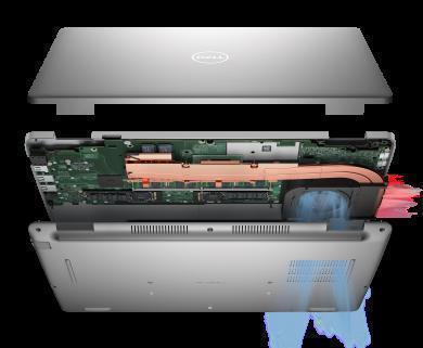 Zdjęcie rozmontowanego notebooka Dell Precision 15 5531 przedstawiające wnętrze urządzenia.