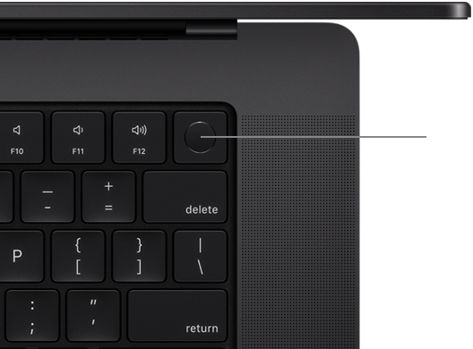Widok z góry na klawiaturę MacBooka Pro z Touch ID